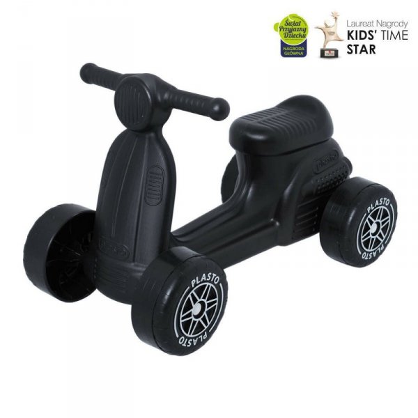 PLASTO Hulajnoga czterokołowa z cichymi kółkami 60kg 18mc+ Czarna PLA1087