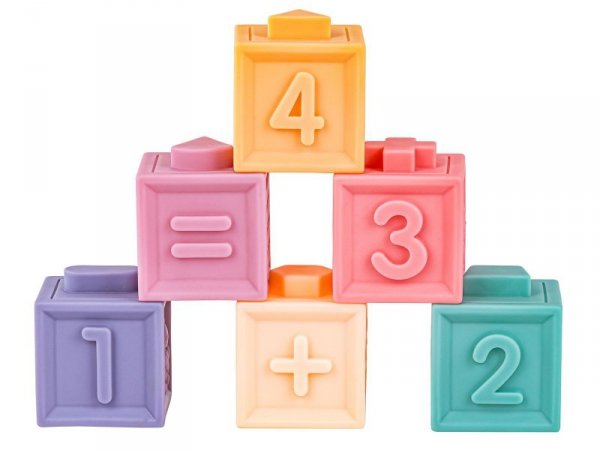 Miękkie Klocki Sensoryczne Zwierzęta, Figury geometryczne, Cyfry 12 sztuk, Edukacyjny zestaw klocków dla malucha