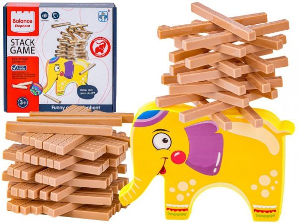 Edukacyjna gra zręcznościowa &quot;Stack Game&quot;, Zbuduj wieżę, Układanka, Klocki + Słoń