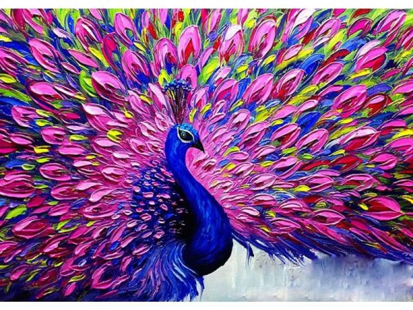 Haft Diamentowy, Obraz, Mozaika Diamentowa Diamond Painting, KOLOROWY PAW 40x30cm - DK