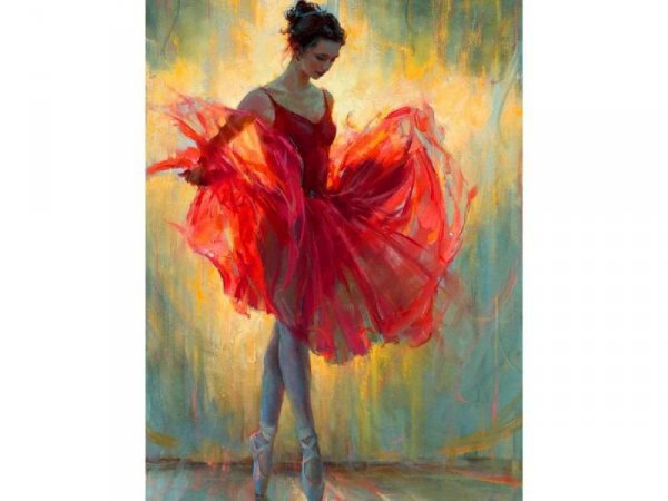 Haft Diamentowy, Obraz, Mozaika Diamentowa Diamond Painting, BALETNICA W CZERWIENI 30x40cm - DK