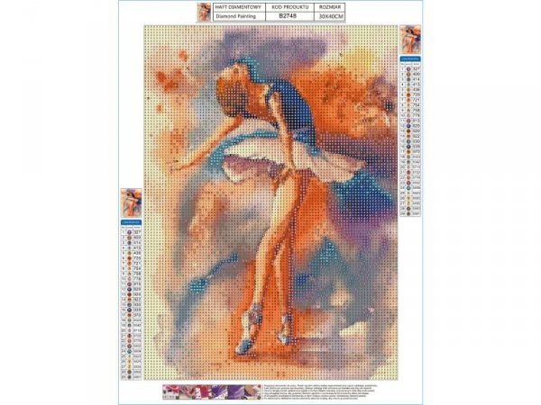 Haft Diamentowy, Obraz, Mozaika Diamentowa Diamond Painting, BALETNICA W TAŃCU 30x40cm - DK