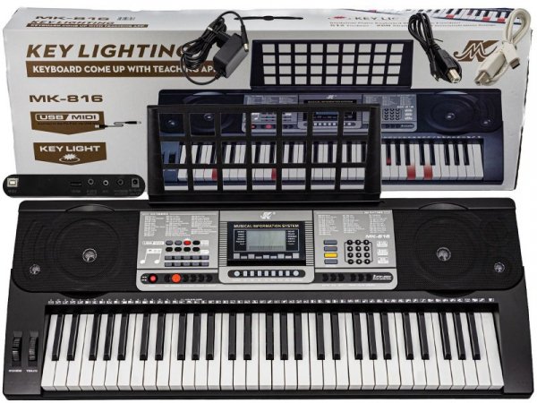 Keyboard Organy 61 Klawiszy Zasilacz MK-816 Z Funkcją Nauki Gry Przecena 7 - Meike