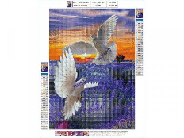 Haft Diamentowy, Obraz, Mozaika Diamentowa Diamond Painting, DWA GOŁĘBIE 30x40cm - DK