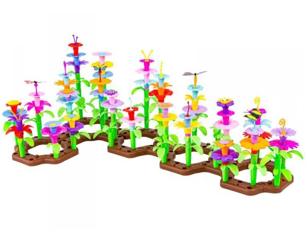 Klocki Konstrukcyjne Ogród Kwiatki 222 elementy, Zestaw Do Zbudowania Kwiatowej Kompozycji