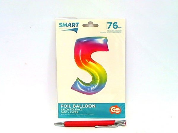 GODAN Balon foliowy Smart Cyfra5 tęcza76cm CH-STC5 45274