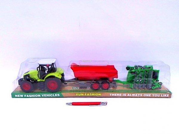 MZ-IMPORT Traktor + przyczepa + maszyna 666-201B 04252