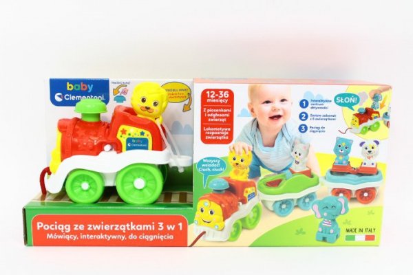 CLEMENTONI - ZABAWKI CLE BABY Interaktywny pociąg ze zwierzątkami 50802