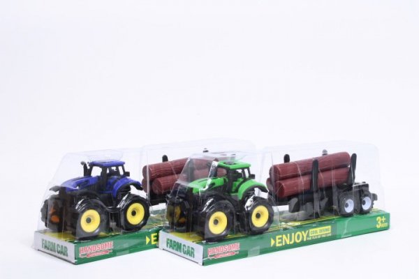 MZ-IMPORT Traktor z przyczepą z drewnem 9870-3A 2kol 12080