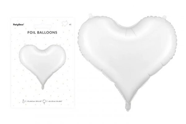 PARTYDECO Balon foliowy Serce 75x645cm biały 05549