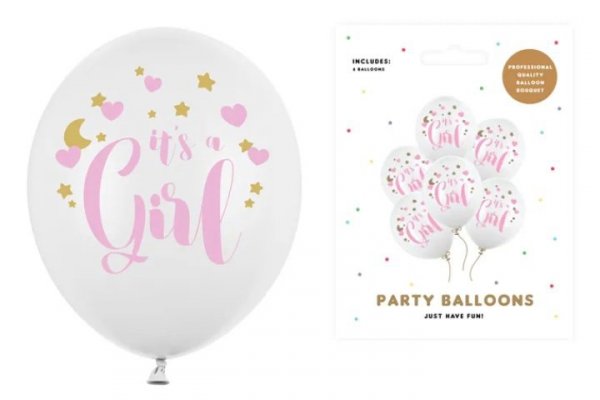 PARTYDECO Balony 30cm It_s a Girl P. Pure White A6 64361