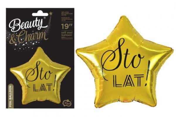 GODAN Balon foliowy 19&quot; Sto Lat gwiazda zł.FG-GSLC 70740