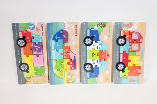 HIPO Puzzle pojazdy 11x22cm 6rodz HPAW01 44195