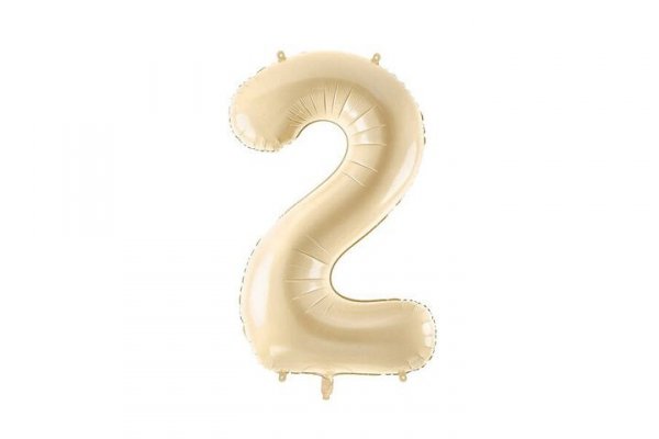 PARTYDECO Balon fol.Cyfra 2 72cm beż 35027