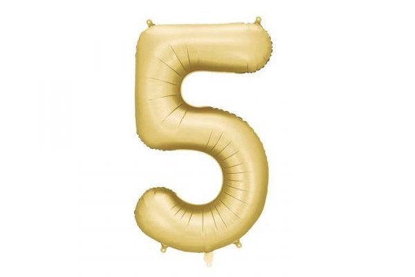 PARTYDECO Balon fol.Cyfra 5 86cm złoty mat 82847