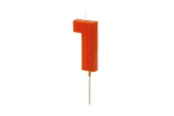 PARTYDECO Świeczka urodz.Cyferka 1 6cm czerwony 31296