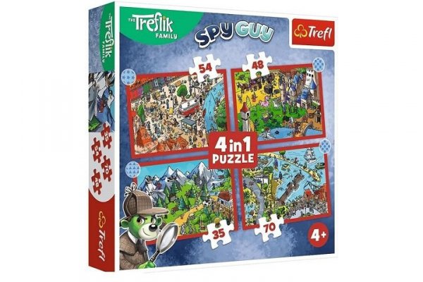 TREFL PUZZLE 4w1 Podróże Treflików 34675