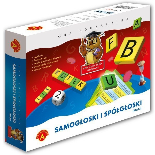Spółgłoski I Samogłoski Dla Dzieci ALEXANDER GRA SAMOGŁOSKI SPÓŁGŁOSKI MAXI 7+ - Edukacyjne - Gry - Malako