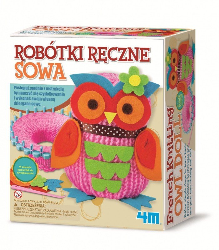 Robotki Dla Dzieci W Domu 4M ROBÓTKI RĘCZNE SZYDEŁKOWANIE SOWA 8+ - Szycie, wyszywanki