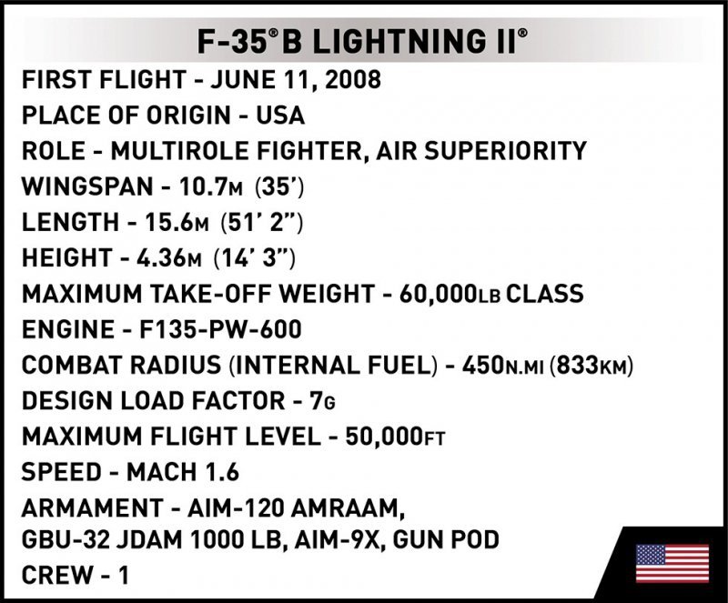 COBI ARMED FORCES F-35B LIGHTNING II 594EL. 8+