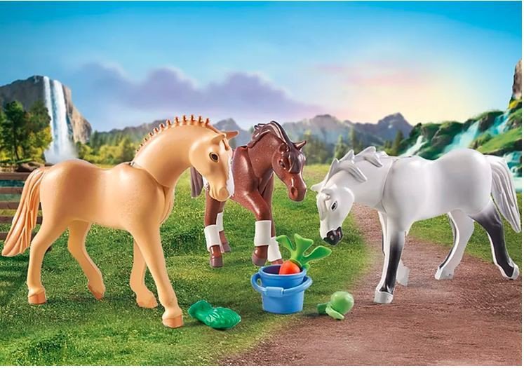 PLAYMOBIL HORSES 3 KONIE: MORGAN, QUARTER HORSE I ANGLOAR 71356 5+