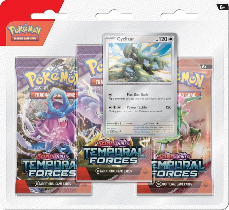 POKEMON TCG KARTY TEMPORAL FORCES 3PACK BLISTER CYCLIZAR 6+