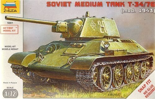 ZVEZDA T-34/76 SOVIET TANK SNAP KIT 5001 SKALA 1:72
