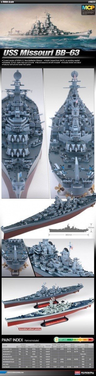 ACADEMY BB-63 USS MISSOURI 14222 SKALA 1:700