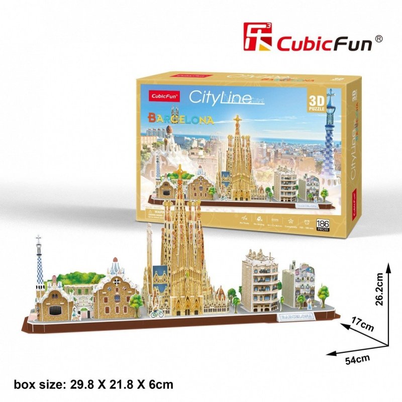 CUBICFUN PUZZLE 3D 186 EL. CITY LINE BARCELONA 8+