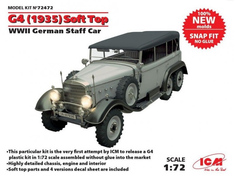 ICM WWII GERMAN STAFF CAR 1935 SKALA 1:72
