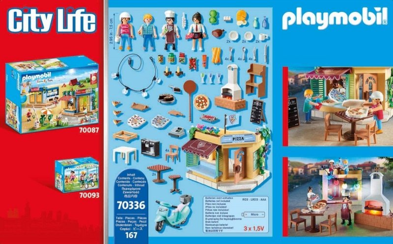 PLAYMOBIL CITY LIFE PIZZERIA Z OGRÓDKIEM 70336 4+