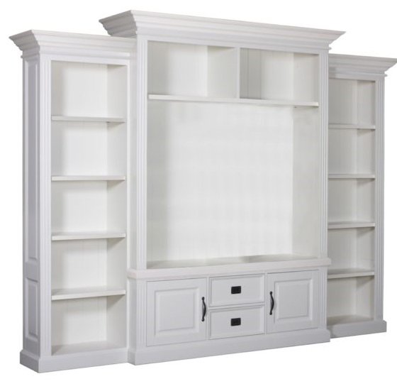 BIAŁY REGAŁ BIBLIOTECZNY POD TV