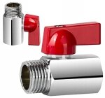 ZAWÓR ZAWOREK KUREK KULOWY MINI CHROM GW / GZ 1/2 ODCINAJĄCY CZERWONY