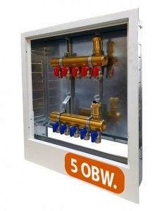 ROZDZIELACZ 5 OBWODÓW MOSIĘŻNY DO OGRZEWANIA SZAFKA ZAWORKI PEX ALUPEX 16mm