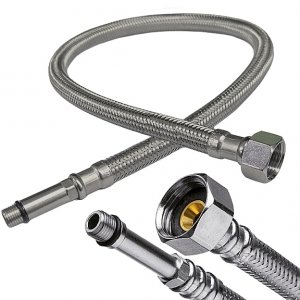 WĘŻYK WĄŻ W OPLOCIE NIERDZEWNY DO BATERII 3/8 x M10 - 60cm SOLIDNY MOCNY