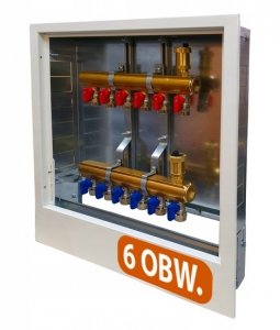 ROZDZIELACZ 6 OBWODÓW MOSIĘŻNY DO OGRZEWANIA SZAFKA ZAWORKI PEX ALUPEX 16mm