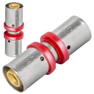 ZŁĄCZKA MUFKA RÓWNOPRZELOTOWA ZAPRASOWYWANA PEX ALUPEX PERT Ø 32x32 TYP U FZZ-003.32X32.ZŁ-2