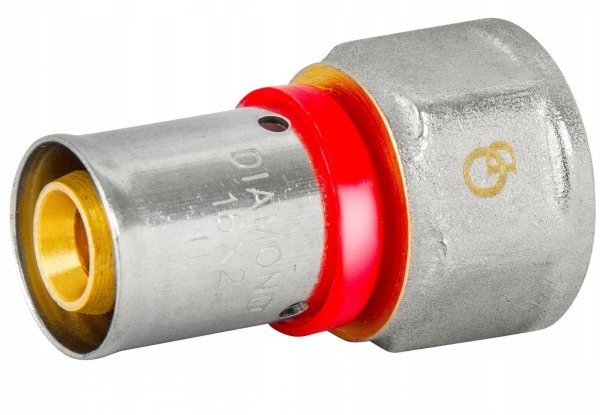 ZŁĄCZKA MUFOWA ZAPRASOWYWANA PEX ALUPEX FI 16x1/2 GW MOCNY MOSIĄDZ DIAMOND FZZ-002.1/2X16.ZŁ-DZ