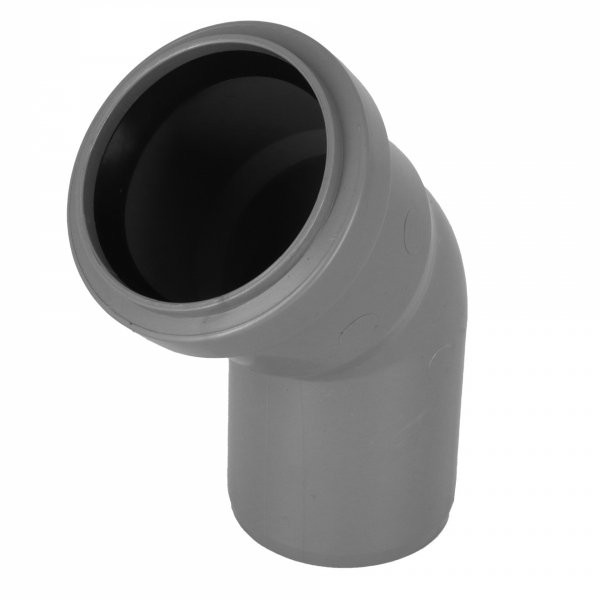 KOLANO KOLANKO KANALIZACYJNE ODPŁYWOWE SZARE FI 50mm KĄT 45° SOLIDNE MOCNE