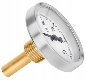 TERMOMETR BIMETALOWY 1/2" TARCZOWY 0-120°C GWINT 1/2" AXIALNY 63MM WKRĘCANY