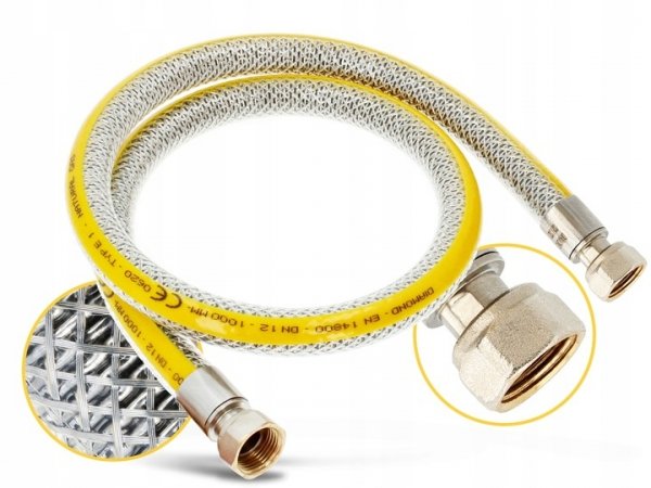 WĄŻ PRZEWÓD GAZOWY DO GAZU MONTAŻU KUCHENKI GAZOWEJ Elastyczny GW/GW 125cm