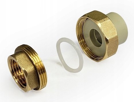 ŚRUBUNEK PP 20 MM / 1/2&quot; GW DWUZŁĄCZKA SKRĘCANA Z USZCZELKĄ