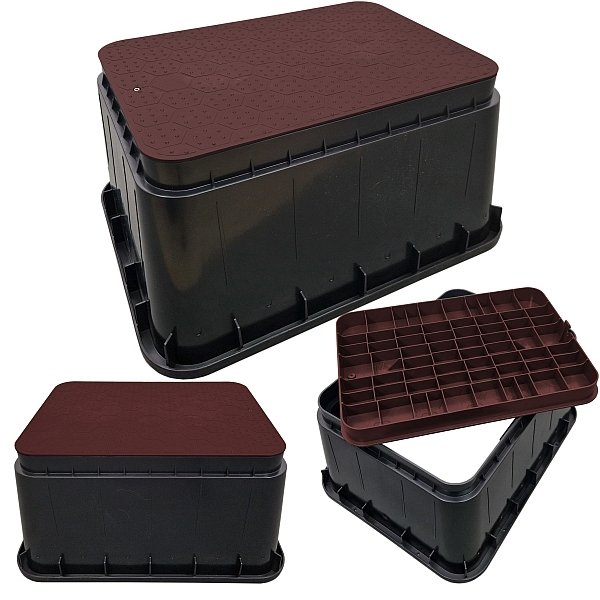 SKRZYNKA STUDZIENKA ZAWOROWA JUMBO - DO 6 ELEKTROZAWORÓW - DUŻA BRĄZOWA 14"