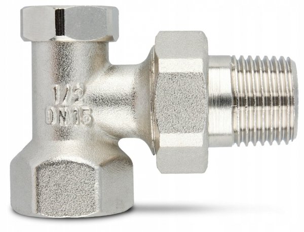 ZAWÓR GRZEJNIKOWY POWROTNY KĄTOWY 1/2" BIAŁY NIKLOWANY DO GRZEJNIKA MOCNY