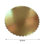 Podkład pod tort okrągły ZŁOTY KARBOWANY 36 cm