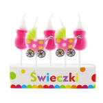 Świeczki urodzinowe na tort BABY SHOWER chrzest różowe 5szt