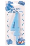 Niebieska świeczka urodzinowa na tort cyfra 4