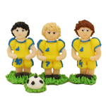 Figurki cukrowe na tort 3x PIŁKARZ + piłka żółty