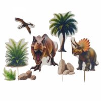 Zestaw dekoracji cukrowych na tort DINOZAUR, 7elem 