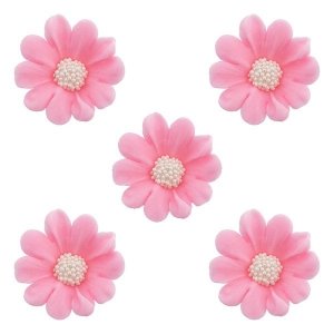 Duże kwiaty cukrowe na tort STOKROTKA 5szt różowe